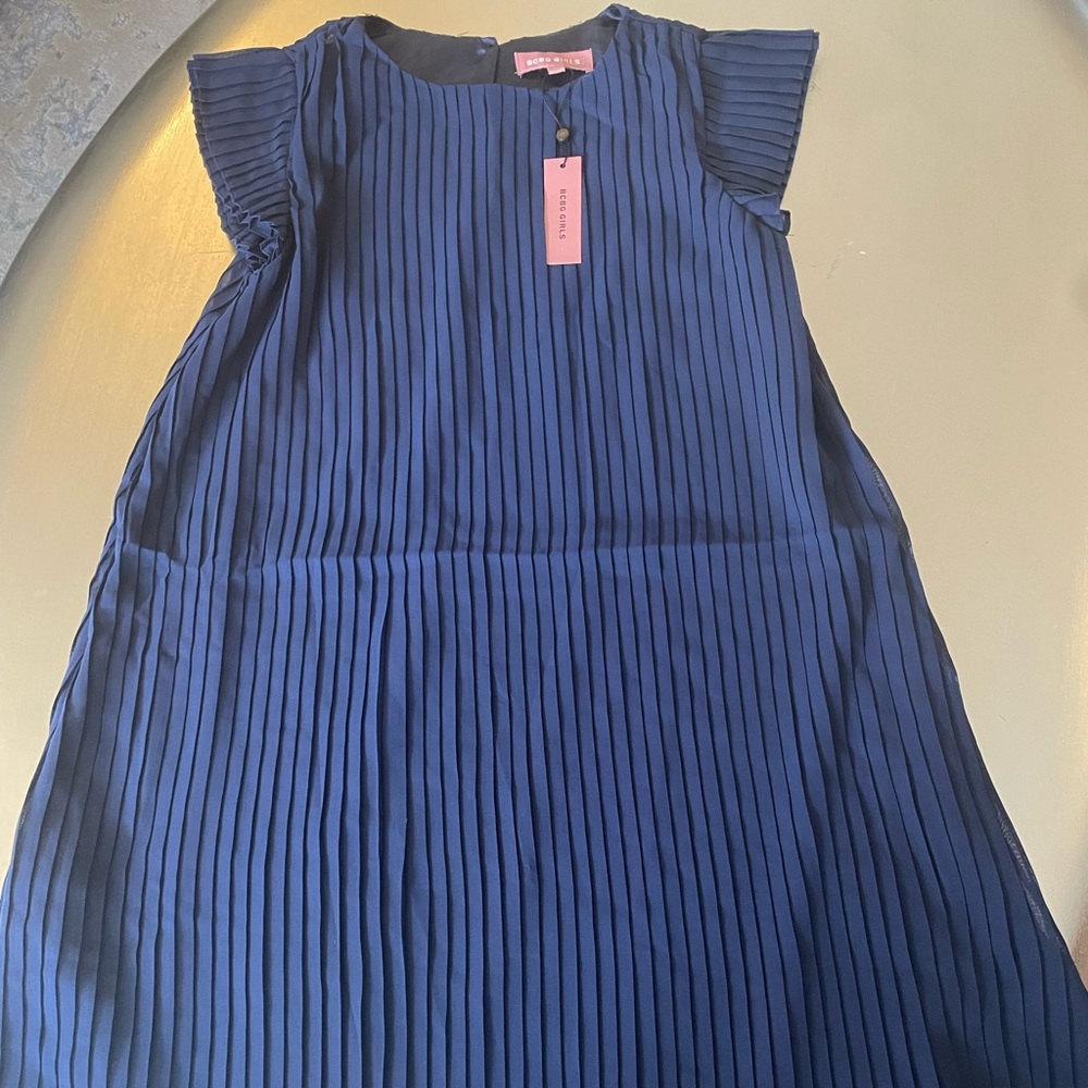 BCBG girls, size 12, pleated navy dress, NWT